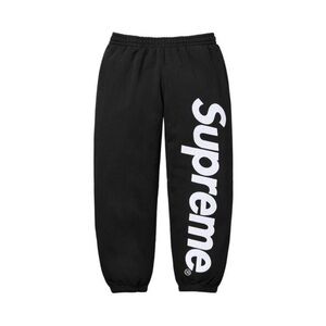 Supreme Kids Black Sweatpants with White Logo